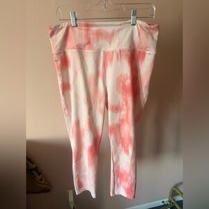 Cali Active Pink and White Tie-Dye Leggings